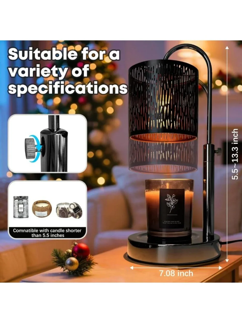 Electric Candle Warmer Lamp with Timer & Dimmer - Vintage Home Decor Gift